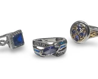 (3) Outstanding Sterling Silver Gemstone Rings