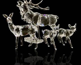 4pc Swarovski Crystal Stag and Fawn Figures