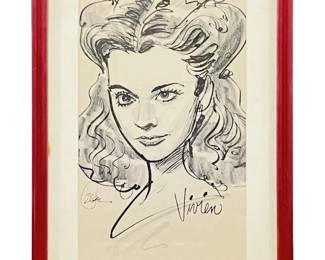 Vintage Portrait Sketch Vivien Leigh By Vera West