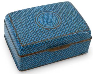Vintage Blue Enameled Cloisonné Dresser Box