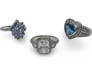 (3) Fantastic Sterling Silver Gemstone Rings