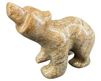 Signed Polished Stone Grizzly Bear Sculpture