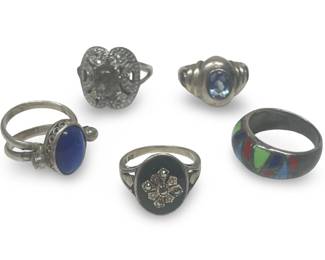 (5) Unique Sterling Silver Rings