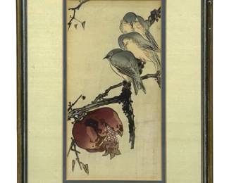 Gesso Yoshimoto Pomegranate & Birds Woodblock