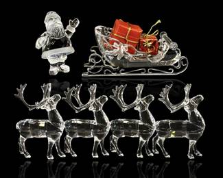 6pc Swarovski Crystal Christmas Sleigh Set