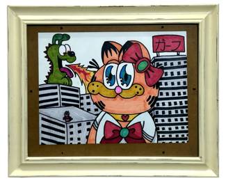 Humorous Kawaii Garfield Original Marker Drawing