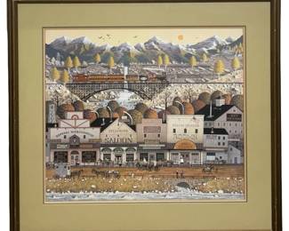 Signed Charles Wysocki “Sleepy Town West" Print