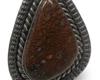 Aesthetic Sterling Silver Agatized Fossil Ring
