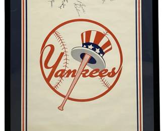 Whitey Ford & Multi-Signed Yankees Poster