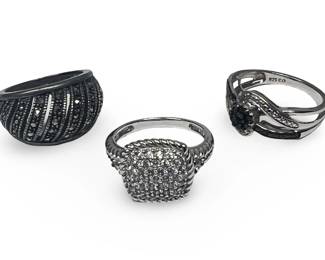 (3) Gorgeous Sterling Silver CZ Rings