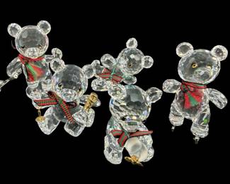 5pc Swarovski Kris Bear Crystal Figurines