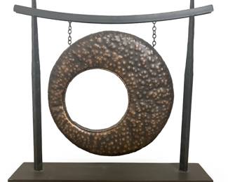 Textured Copper Suspended Disc Ring Sculpture