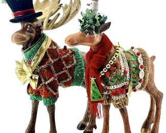 2pc Nordic Resin Yule Moose Sculptures