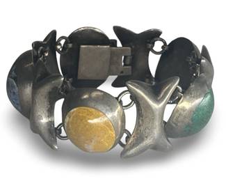 Signed Mexico Sterling Multi-Stone Bracelet