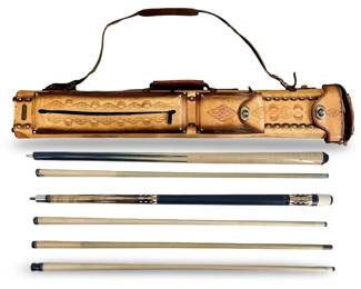Vintage Pool Cue Set and Leather Case