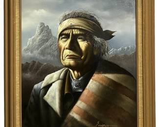 Signed S. Garcia Portrait Oil on Canvas