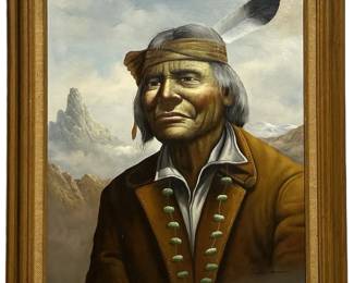 Signed S. Garcia Native Portrait Oil on Canvas