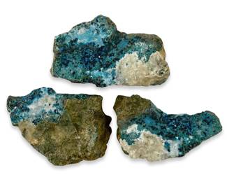 3pc Chrysocolla Quartz Crystal Clusters