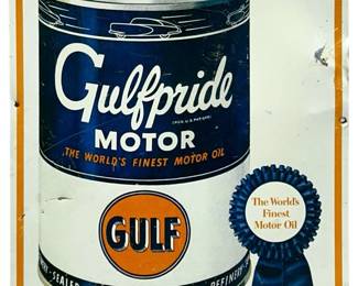 Vintage Gulfpride Motor Oil Metal Poster Ad