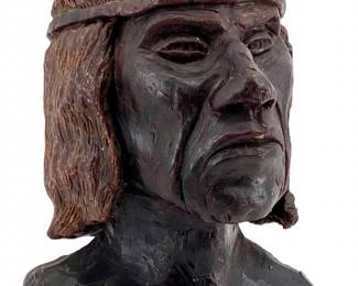 Vintage Native American Carved Wax Bust