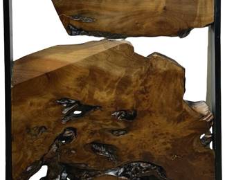 Abstract Live Edge Teak Framed Wall Art