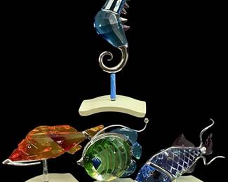 4pc Swarovski Crystal Seahorse and Fish Set