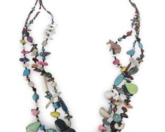 3 Strand Multi Color Semi Precious Bead Necklace