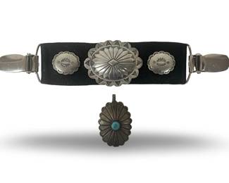 (2pc) Sterling Silver Concho Sweater Clip/Pendant