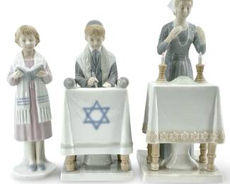 3pc Lladro Porcelain Jewish Bar Mitzvah Sculptures
