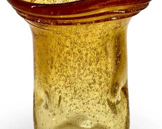 Hand Blown Amber Art Glass Vase
