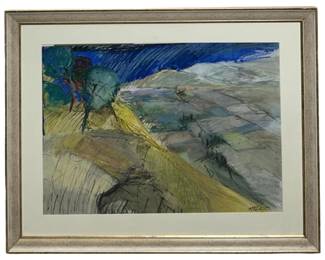 Signed Max Pechstein Oil Pastel Landscape