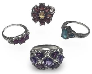 (4) Incredible Sterling Silver Gemstone Rings
