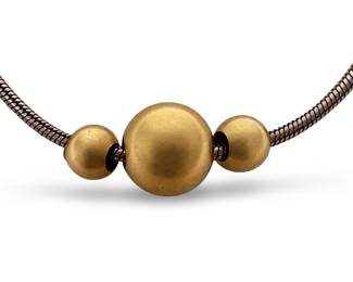 Sterling Silver 14Kt Yellow Gold Bead Necklace