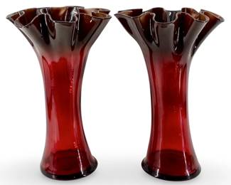 Hand Blown Red Art Glass Vase