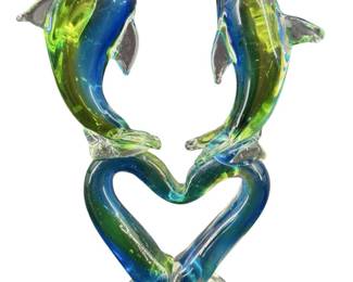 Beautiful Art Glass Dancing Dolphins