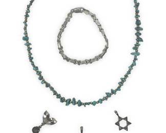 (5pc) Sterling Silver Turquoise Jewelry Set