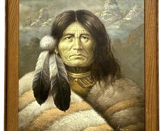 Signed S. Garcia Native American Oil on Canvas