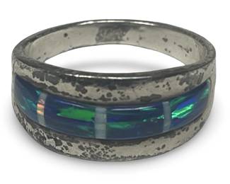 Vintage Sterling Silver Fire Opal Overlay Ring