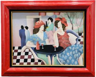 Itzchak Tarkay Signed “Ladies at a Table"