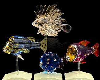 4pc Swarovski Crystal Fish Figure Collection