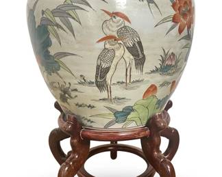 Hand Painted Chinese Porcelain Fishbowl Planter