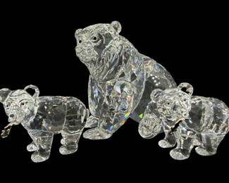 3pc Swarovski Crystal Grizzly Bear Family