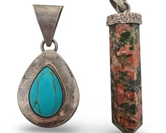 (2) Lovely Sterling Silver Stone Turquoise