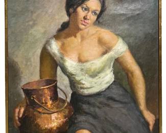 Signed Juan Valera Montoro Portrait Oil on Canvas