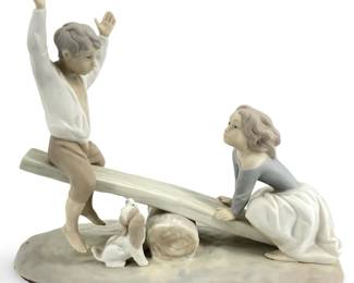 Vintage Porcelain “See-Saw" Children Sculpture