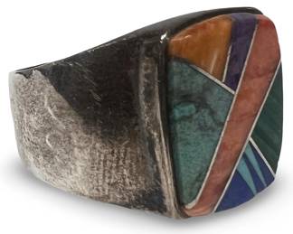 Touch of Santa Fe Sterling Multi Stone Inlay Ring