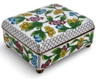 Floral Enameled Cloisonné Dresser Box