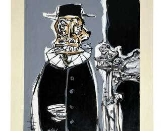 Signed Antonio Saura Mixed Media