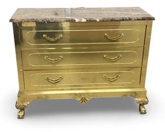 Hollywood Regency Brass Clad Chest of Drawers