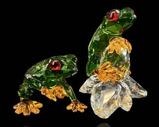 2pc Swarovski Tree Frog Figures